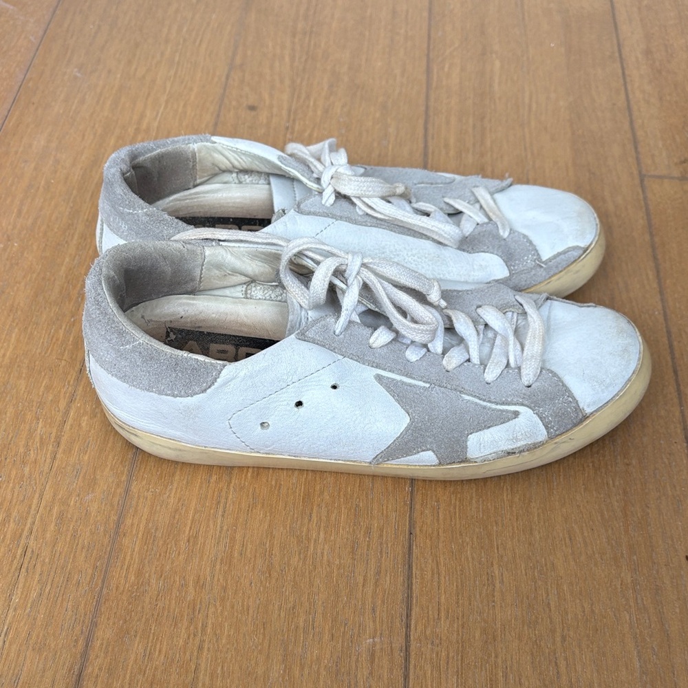 Golden Goose Gray and White Sneakers